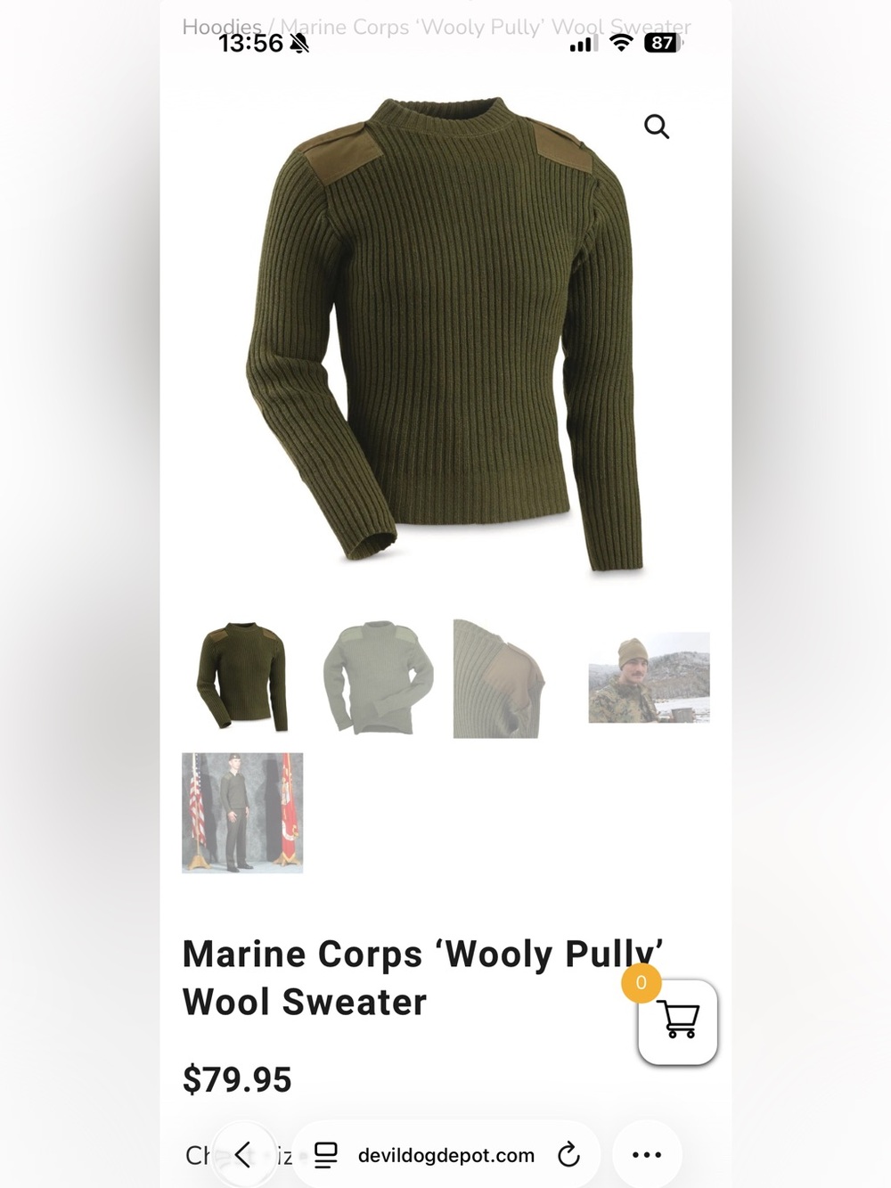 Marine Corps “Wooly Pully” Wool Sweater – New, Never Worn